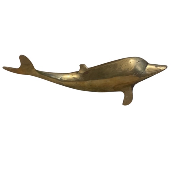 Vintage Mid Century Modern Solid Brass Dolphin Figurine, - Picture 5 of 10